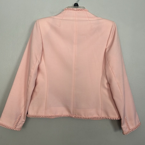 Adolph Schuman for Lilli Ann light pink open silk suit blazer with braided trim - Picture 7 of 10